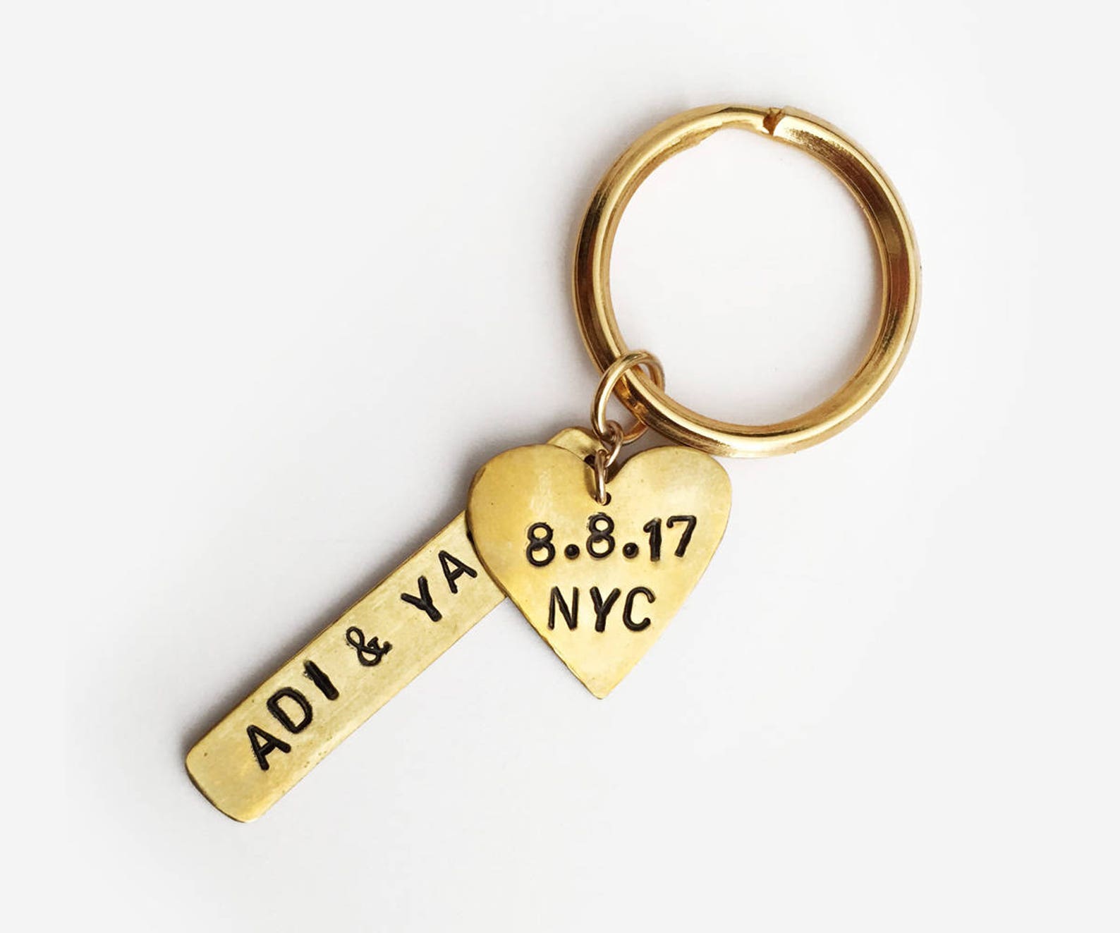 Custom Personalised Keychain Silver Brass Metal Keychain Etsy