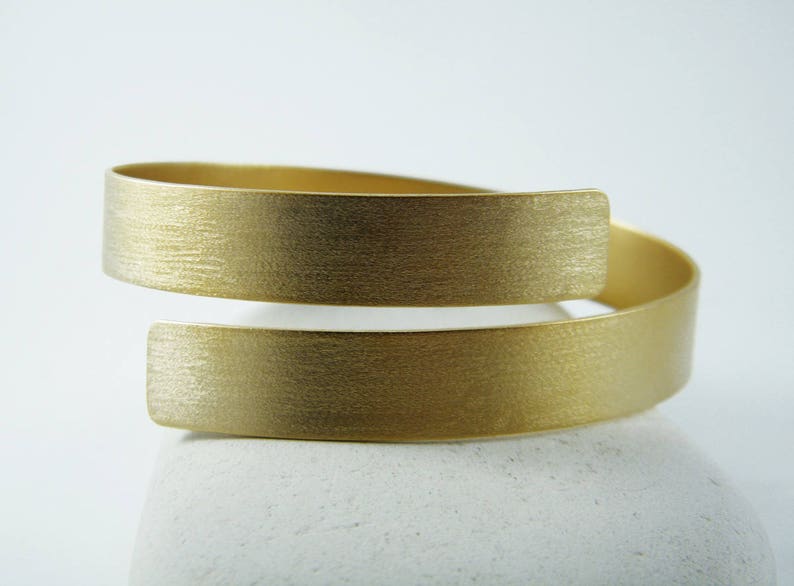 Bypass bracelet gold cuff bangle Handmade gold bangle gold cuff Split bracelet Elegant wide bangle image 7