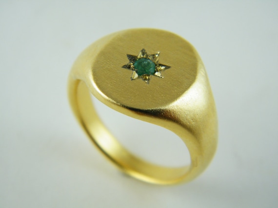 Signet Ring Gold Emerald Ring Zirkon Ring Ruby Ring Gold Etsy