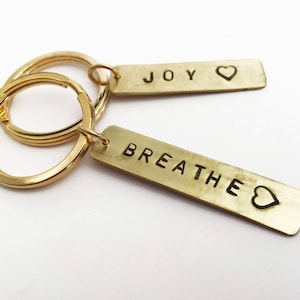 Metal custom keychain Personalised gift Handstamped Personalized keychain Brass Silver Keychain