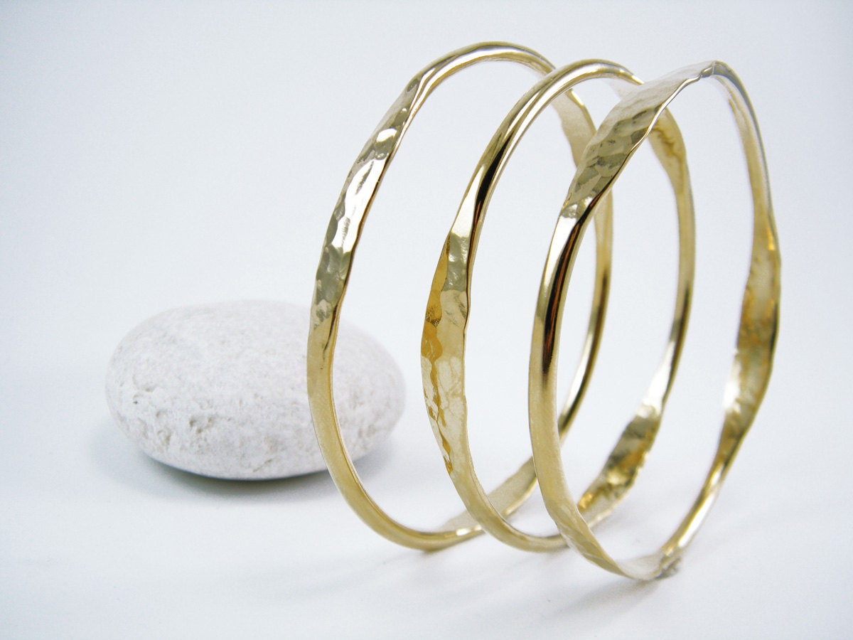 Hammered Stackable Bangle Gold Stack Bracelet Rustic Bangle Gold ...