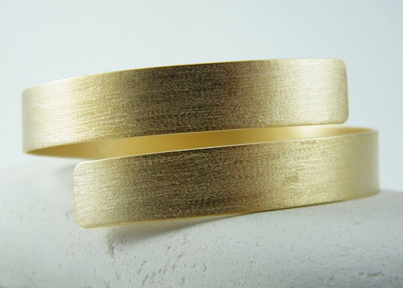 Bypass bracelet gold cuff bangle Handmade gold bangle gold cuff Split bracelet Elegant wide bangle image 2