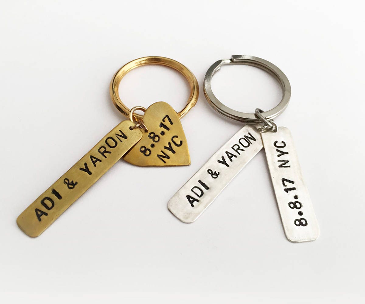 Metal Custom Keychain Personalised Gift Handstamped Personalized ...