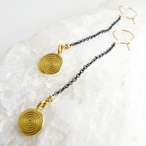 Gold spiral earrings silver and gold filled earrings image 1