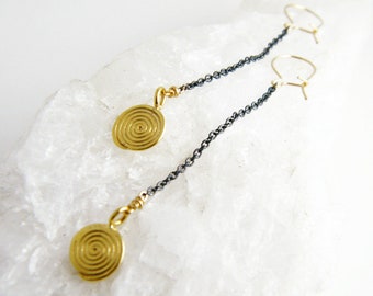 Gold spiral earrings silver and gold filled earrings