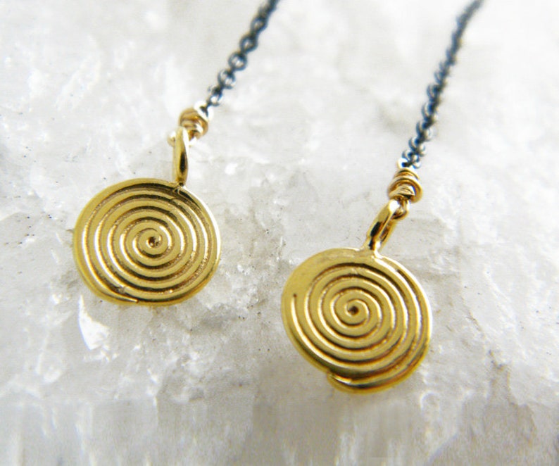 Gold spiral earrings silver and gold filled earrings image 5