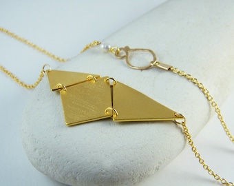 Geometric gold necklace triangle necklace