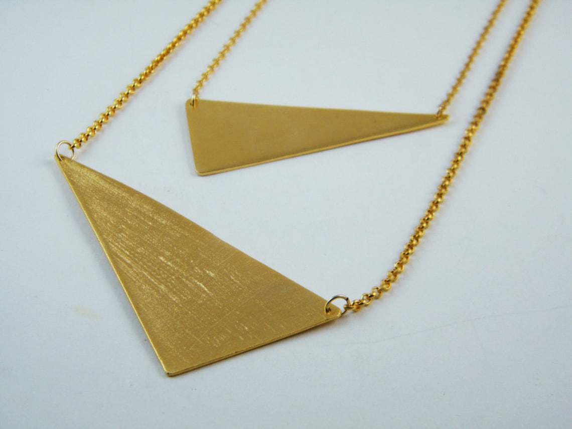 Gold Triangle Necklace Geometric Statement Necklace Gold Layer Etsy