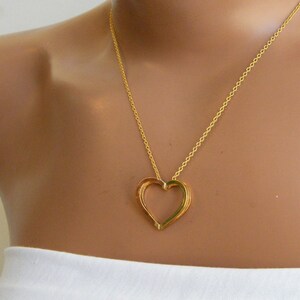 Gold heart nacklace , two hearts necklace , gold heart pendant unique heart necklace image 5