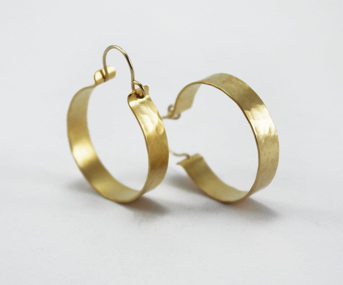 Hammered gold hoops sale
