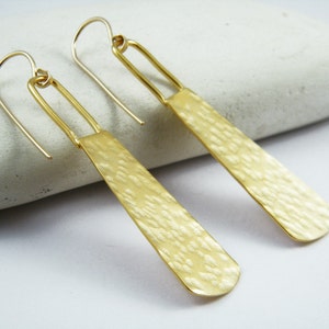 Hammered long earrings Gold hammered statement earrings Bohemian gold long earrings