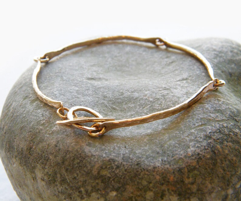 Curved Bar Bracelet Hammered Gold Bracelet Thin Gold Bracelet Etsy