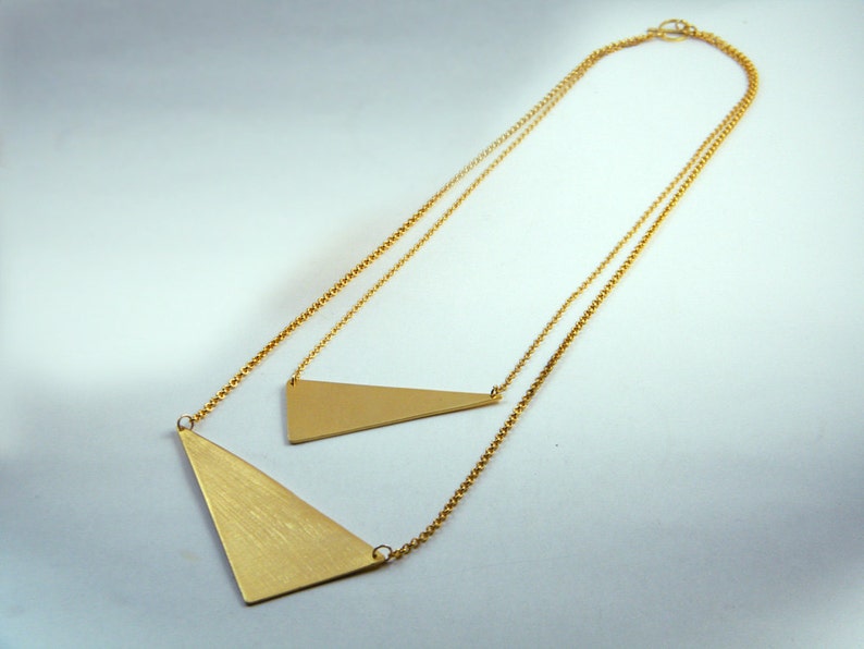 Gold Triangle Necklace Geometric Statement Necklace Gold Layer Etsy