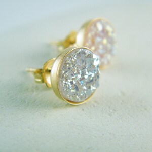 Perry Gold Stud Earrings in Black Drusy main image 1