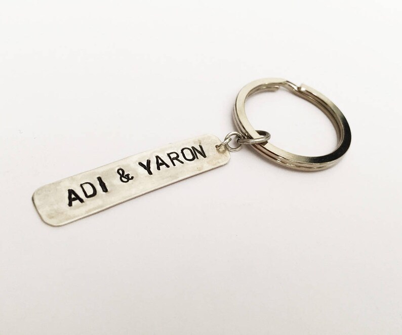 Custom personalised keychain Silver brass metal keychain Etsy