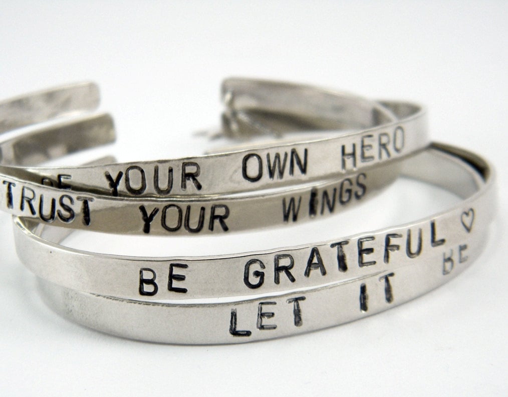 Inspiration quote bracelet Personalized bracelet Custom quote Etsy