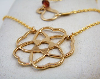 Gold flower pendant gold star necklace mandala necklace