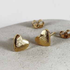 Heart post gold earrings gold stud heart earrings small gold studs love earrings