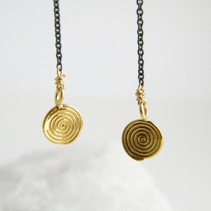 Gold spiral earrings silver and gold filled earrings image 4