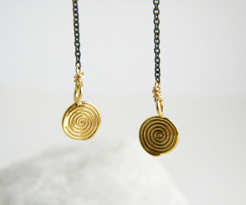 Gold spiral earrings silver and gold filled earrings image 4