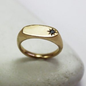 Signet Ring Oval Gold Signet Ring Dainty Gold Ring Diamond Signet Ring ...