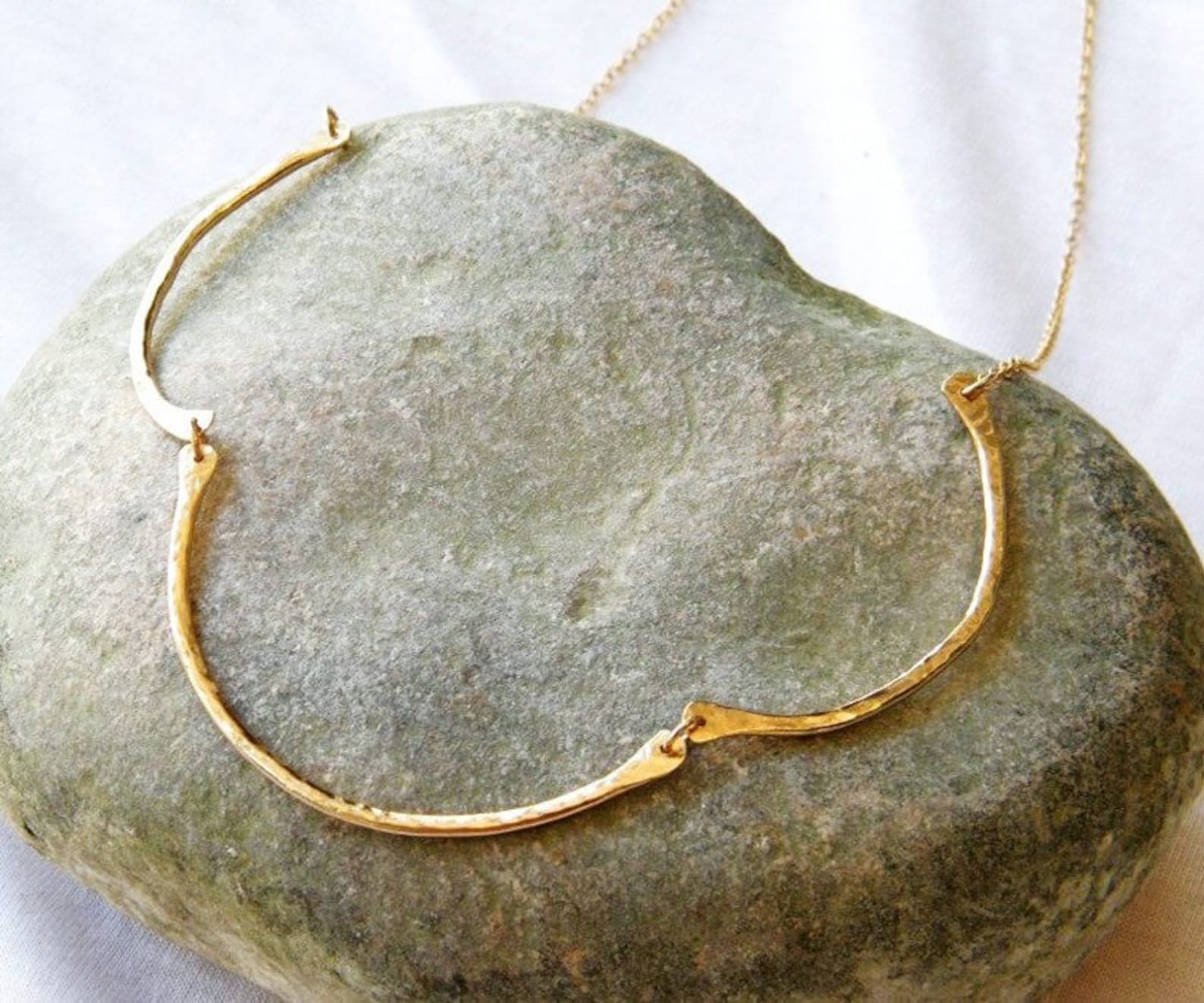 Gold Curved Bar Necklace Elegant Necklace Unique Gold - Etsy