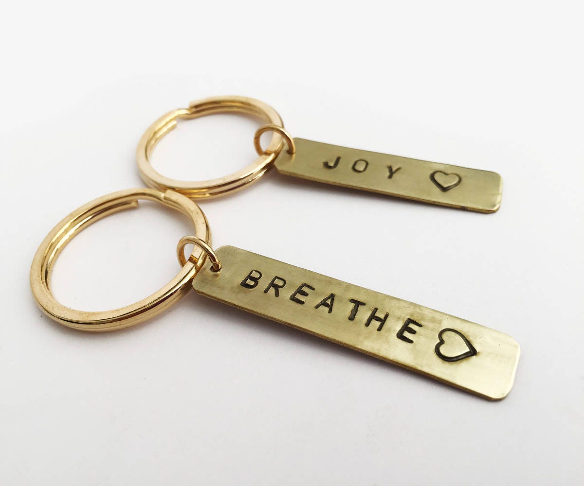 Custom Personalised Keychain Silver Brass Metal Keychain Handstamped ...