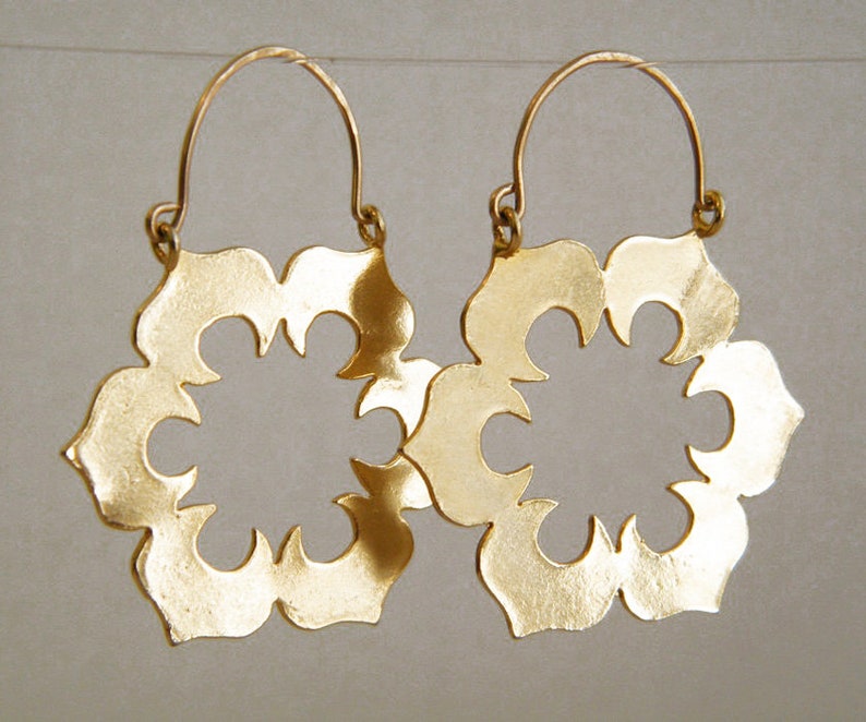 Large gold flower earrings Clearance