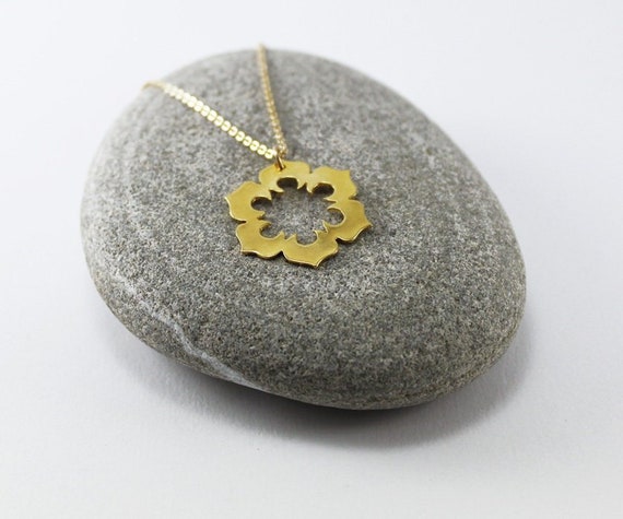 gold flower necklace dainty flower necklace gold flower pendant dainty gold necklace