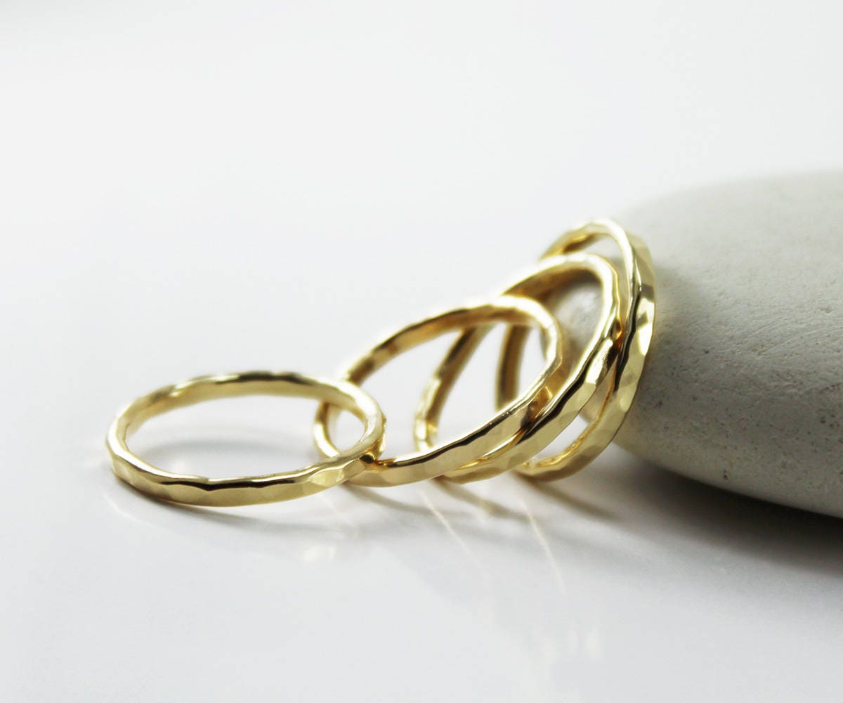 Faux Stack Rings Gold Stack Ring Stackable Gold Rings Hammered Stacking Rings Gold ...