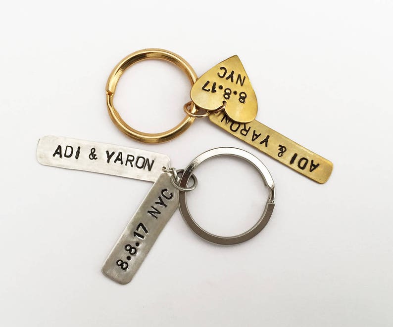 Custom Personalised Keychain Silver Brass Metal Keychain Etsy