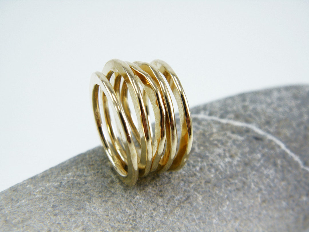 Hammered Stacking Rings Gold Stacking Band Stackable Gold Rings Rustic ...