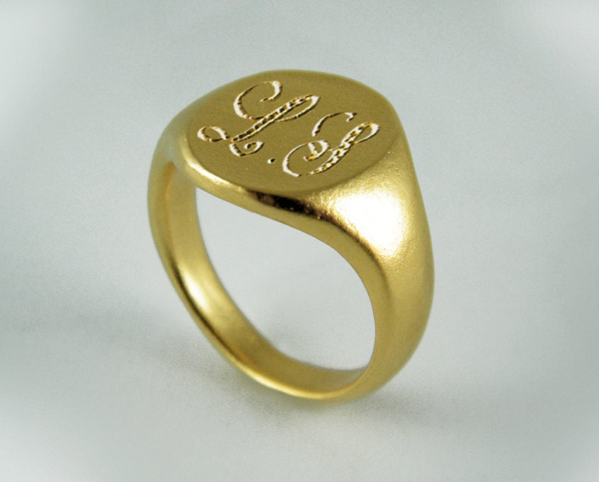 Monogram Ring Gold Ring Personalized Ring Etsy