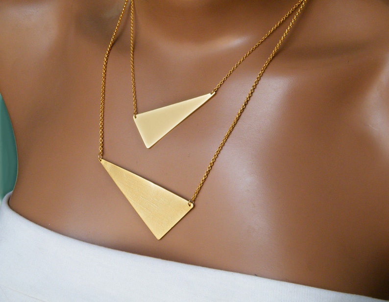 Gold Triangle Necklace Geometric Statement Necklace Gold Layer - Etsy