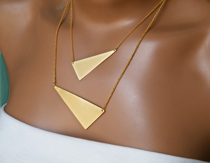 Gold Triangle Necklace Geometric Statement Necklace Gold Layer Etsy