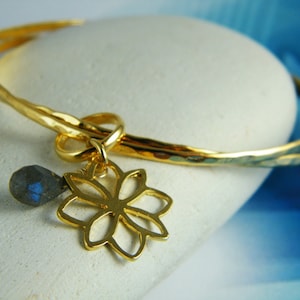 Gold bangle flower labradorite bracelet gold bangle set