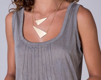 Gold triangle necklace Geometric statement necklace gold layer necklace