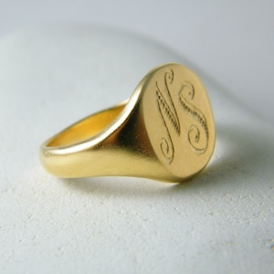 Gold signet ring Monogram signet ring personalized ring initials ring