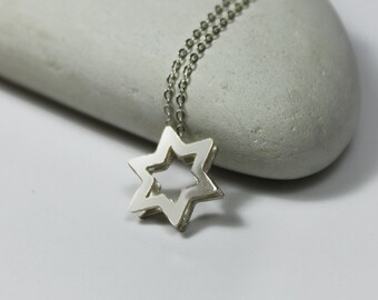 Star of david silver pendant Magen david necklace jewish star pendant faith jewelry for women Star of david charm gold star of david pendant