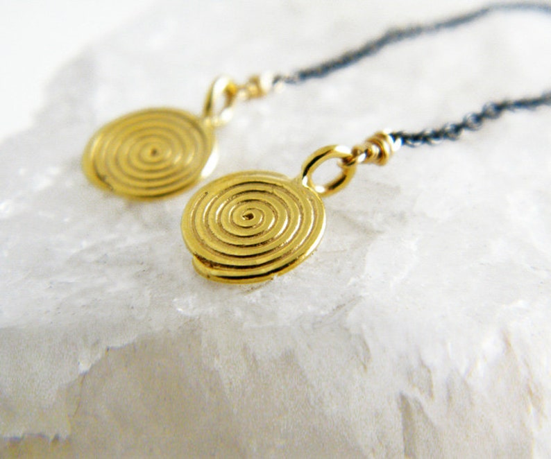 Gold spiral earrings silver and gold filled earrings image 2