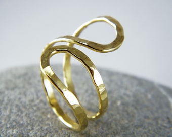 Infinity gold ring gold Abstract ring Statement ring Hammered gold ring