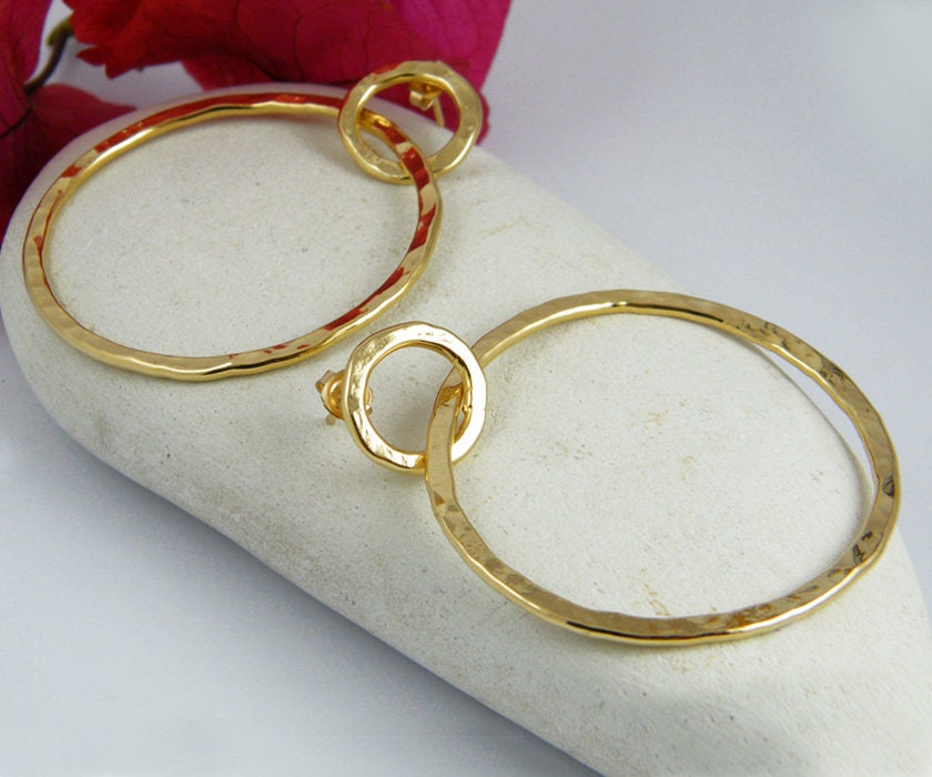 DLUXCA 50 mm Simple Light Hoops 24K Gold, Loop Gold Earrings for DIY Earring Craft Supply Jewelry Making, Q-412 Q-413 Gold