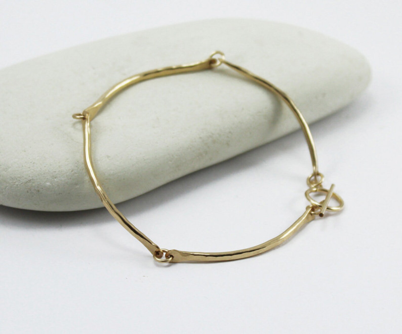 Curved Bar Bracelet Hammered Gold Bracelet Thin Gold Bracelet Etsy