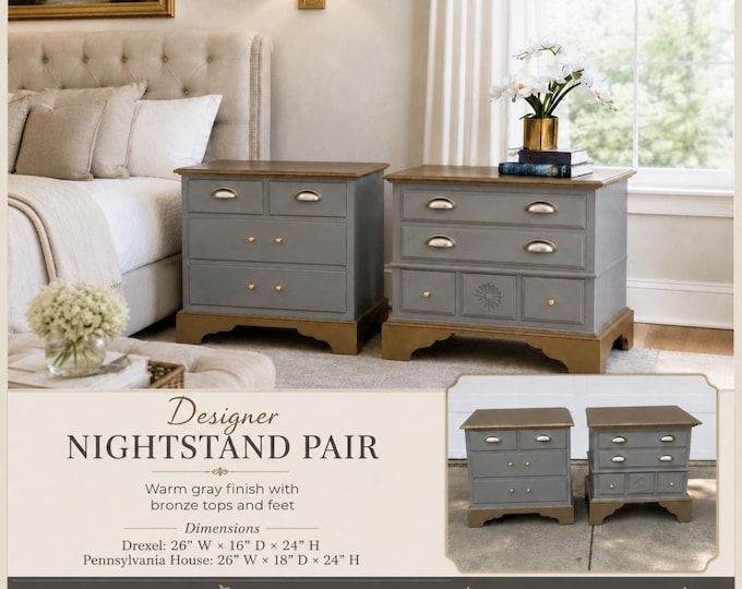 Sold do not order Bronze and Griege Solid Wood Nightstands