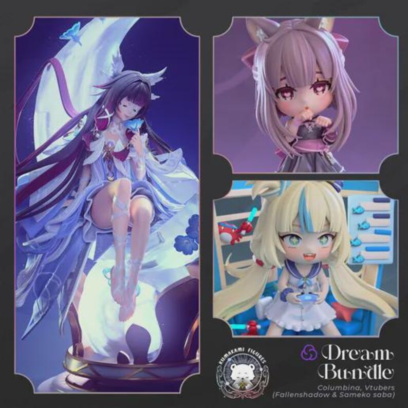 Dream Bundle — Mixed (Kumakami) | 1/8 1/6 Scale Resin Figure | Unpainted or Hand-Painted | 3D Printed Fan Art | Collector Gift image 8