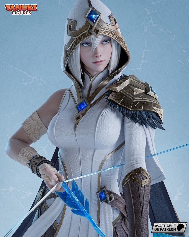 Ashe — League of Legends | 1/8 bis 1/6 Harz Figur | Unbemalt oder Handbemalt | 3D gedruckte Fan Art | Sammler Geschenk Bild 2
