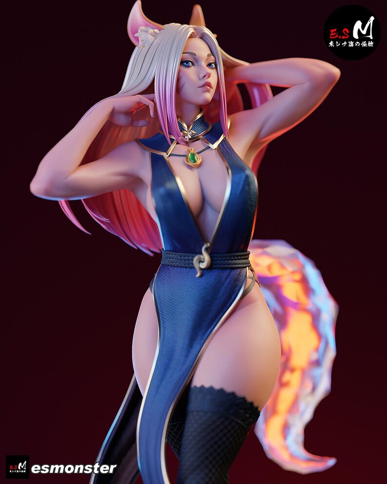 Ahri — League of Legends | Harsfiguur schaal 1/8 1/6 | Ongeverfd of handgeschilderd | 3D-geprinte fanart | Verzamelaarscadeau afbeelding 3