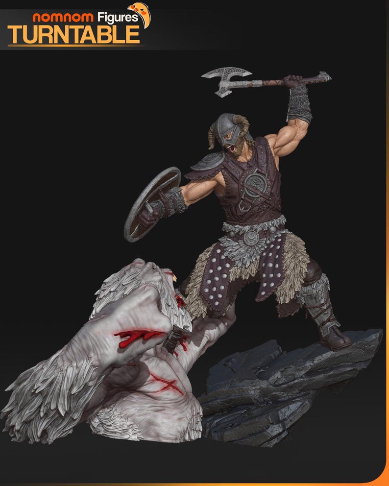 Skyrim Dragonborn Resin Figure – 1/8 1/6 Scale 3D Printed Fan Art Statue | Collector Gift image 4