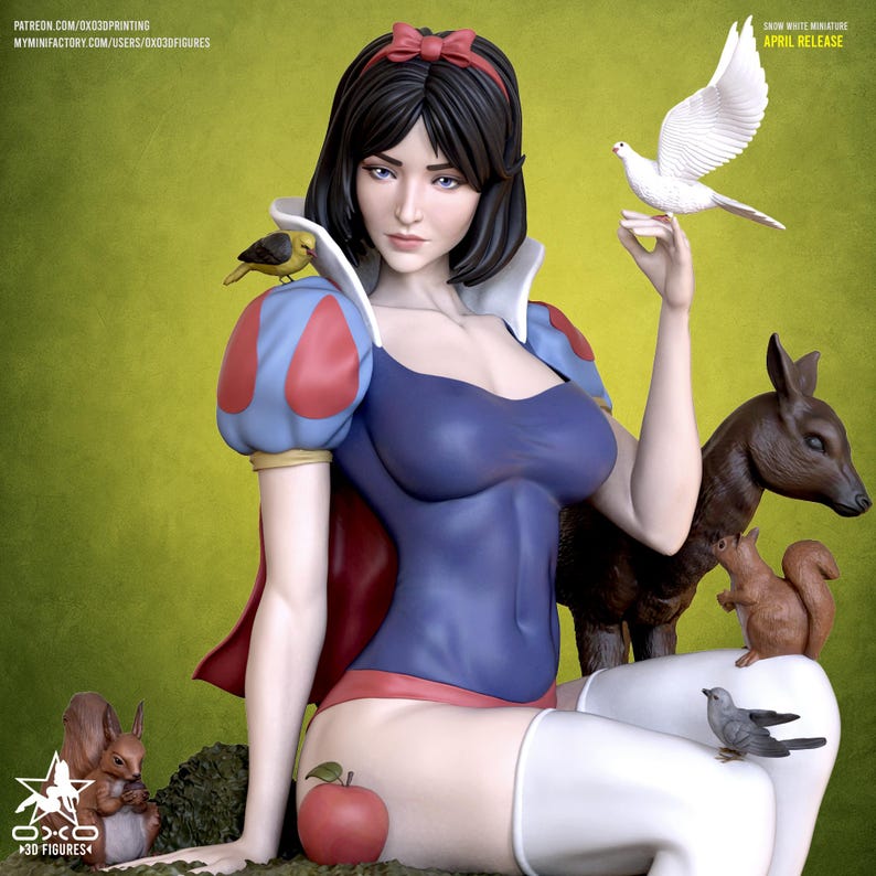 Snow White | 1/8 1/6 Scale Resin Figure | Unpainted or Hand-Painted | 3D Printed Fan Art | Collector Gift image 1
