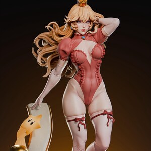 Figura de resina da Princesa Peach da Nintendo – Estátua de arte para fãs impressa em 3D em escala 1/8 e 1/6 | Presente para colecionadores imagem 7